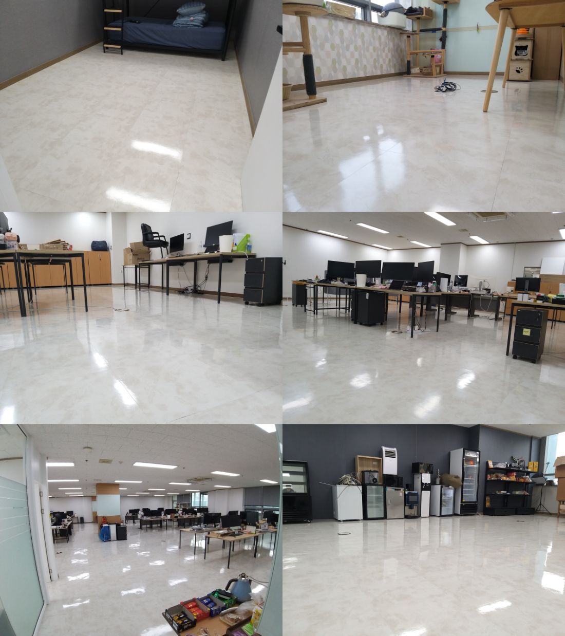 대륭포스트타워 새 데코타일 오염제거 후 왁스코팅 작업 사진 2